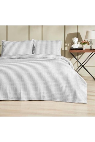 Özdilek Modern Line Çift Kişilik Battaniye Seti 220x240 -piramit Gri