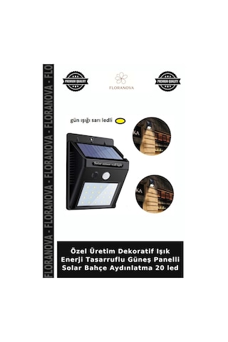 Özel Üretim Dekoratif Işık Enerji Tasarruflu Güneş Panelli Solar Bahçe Aydınlatma 20 Led