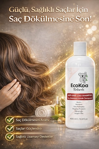 Ecokoa Natural Saç Dökülmesi Ve Saç Onarıcı Bakım Şampuanı 400 Ml Dökülen