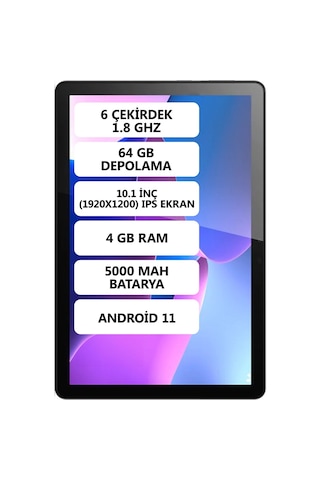 Lenovo Tab M10 Gen 3 ZAAG0003TR 4 GB 64 GB 10.1" Tablet