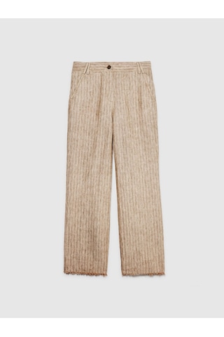 Sisley Keten Paçaları Dikişsiz Düz Paça Çizgisiz Pantolon Kadın Siyah Mix Pantolon - 324p4nthlf055