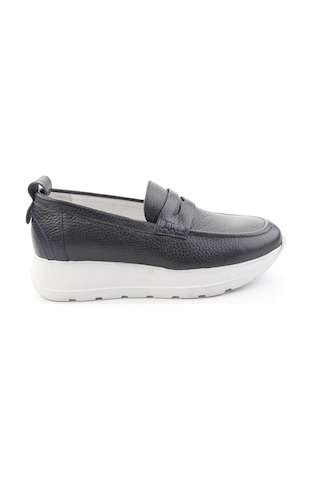 Lacivert Hakiki Deri Kadın Loafer Ayakkabı K01087246703