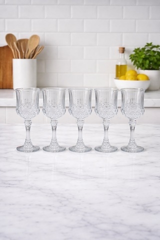 6'lı Kristal Lale Desen Kahve Yanı Su Bardağı Seti 50 Ml-6lı Ayaklı Kahve Yanı Su Bardağı Şeffaf