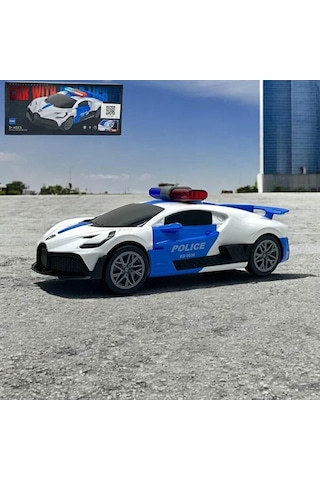 24 Cm Bugatti Polis Arabası - Otomatik Kapı Açılan Işıklı Müzikli Oyuncak Çok Renkli