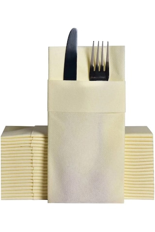 Airlaid Fildişi Peçete 40x40 Cepli 50'li