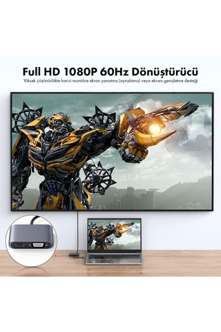 Microcase Usb 3.0 - Hdmı Vga Adaptörü, Usb'den Vga'ya Hdmı Dönüştürücü Monitör Ekranı Video Adaptörü Dönüştürücü İle Uyumlu - Al5862 Siyah