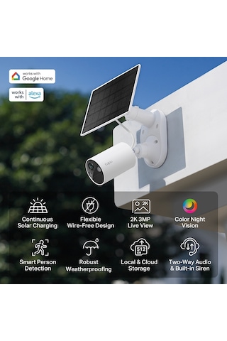 Tp-lınk Tapo Tc82 Kıt C410 Kıt , 2k, 3,0mpix, Dış Mekan, Ip65, Wifi, 9mt. Renkli Gece Görüşü, İki Yönlü Ses, Güneş Enerjili Güvenlik Kamerası Kiti