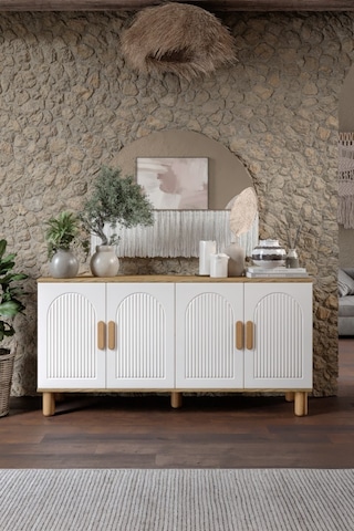 Elysia Bohem Konsol 4 Kapaklı Mdf Mebran Kapak 160 Cm Modern Salon Konsolu Aytaşı Ceviz Aytaşı - Çam