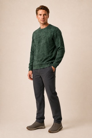 Redline Continu Erkek Kışlık Regular Fit Kışlık Bisiklet Yaka Sweatshirt Haki