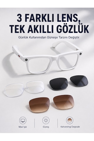 Yapay Zeka Destekli Akıllı Gözlük Dahili Kameralı Bluetooth Müzik Ve Arama Özellikli Ses Kontrollü Değiştirile
