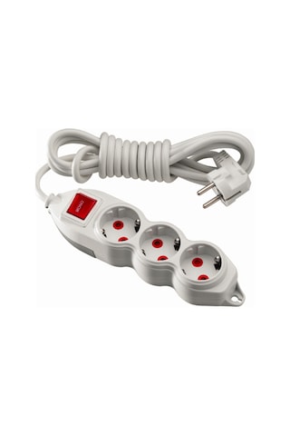 Mono Orion 3'lü Anahtarlı Topraklı Grup Priz 5 Metre (3x1) Beyaz