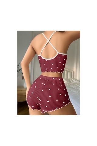 Lily Bianca Nightwear Göbek Dekolteli Şortlu Penye Gecelik Şeffaf