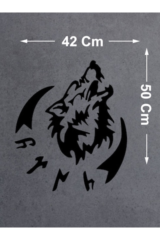 Kurt Ve Göktürkçe Türk Yazısı Gökbörü Sticker - Araba Oto Motosiklet Karavan Pickup Sticker 00758 50x42 Cm