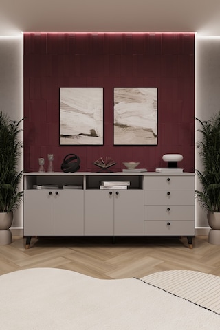 Asra Trend Lüks Konsol Tv Ünitesi %100 Mdf Salon Ve Yemek Odası Ünitesi Knsl06 Kül Gri