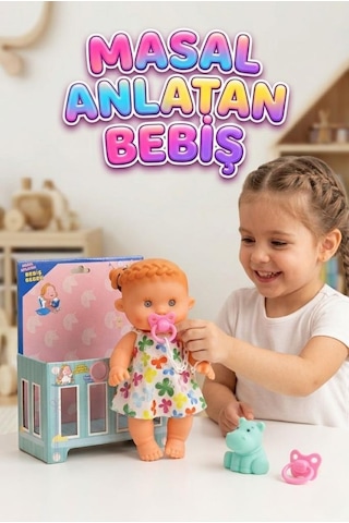 Etkileşimli Akıllı Masal Anlatan Ağlayan Emzikli Eğitici Pilli Oyuncak Et Bebek Ve Minik Arkadaşı