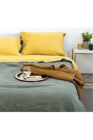 Oksit Sarı-yeşil % 100%100 Pamuklu Yıkamalı Vintage Çift Kişilik Nevresim Takımı, 200 X 220 Çok Renkli