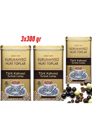 Nuri Toplar 3x300 Gr Teneke Kutuda Geleneksel Türk Kahvesi 900 Gram
