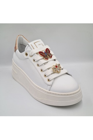 Greyder 59273 Beyaz Altın Hakiki Deri Kalın Taban Kadın Sneaker Beyaz