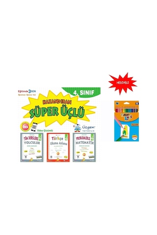 4. Sınıf Kazandıran Süper Üçlü Set + Bic 18 Li Kuru Boya Hediyeli