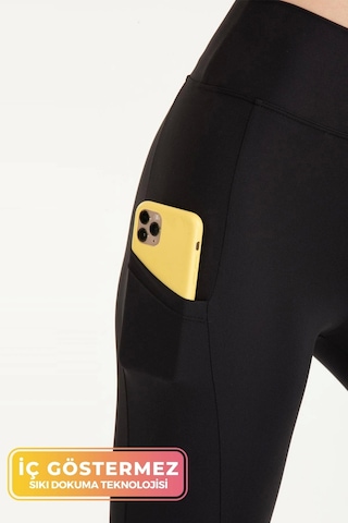 Enenstyle Fashıon Boutıque Yeni Sezon Iç Göstermez Cepli Yoga Taytı Sıkı Dokuma Teknolojisi Siyah Seamless Kadın Tayt SiYAH