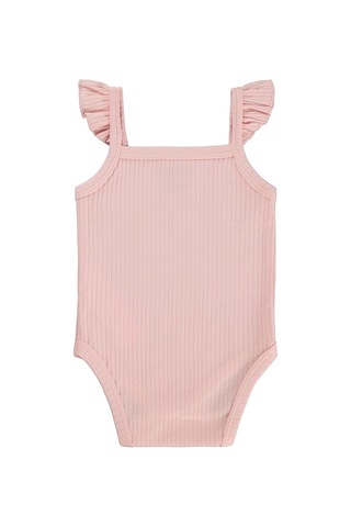 Albimini Askılı Fırfırlı 0-18 Ay Çıtçıtlı Badi - Pembe