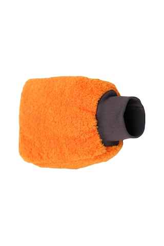Welsoft Oto Yıkama Eldiveni Astarlı Araç Temizleme Mikrofiber Araba Cila Eldiveni Turuncu