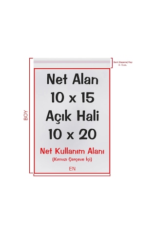 Şeffaf Bantlı Yapışkanlı Jelatin Poşet 50'li 10 x 15 + 5 CM