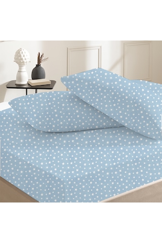 %100 Pamuklu Çift Kişilik Lastikli Çarşaf 160x200+30 50x70 Yastık Kılıfı 2 Adet Mavi - Beyaz %100 Pamuklu Çift Kişilik Lastikli Çarşaf 160x200+30 50x70 Yastık Kılıfı 2 Adet Mavi - Beyaz