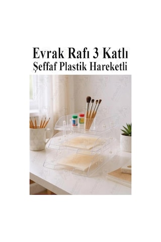 Evrak Rafı 3 Lü Masaüstü 1 Paket Plastik Evrak Rafı Masa Üstü Şeffaf Hareketli A4 Dosya Düzenliyici Kağıt Tepsisi Şeffaf
