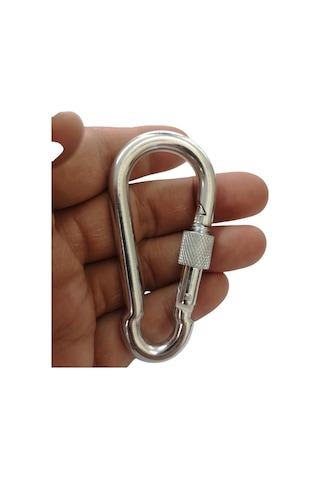 Galvanizli Vidalı Kilitli Karabina, 7 Mm, Askı, Çengel, Kanca, Anahtarlık