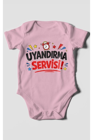 Morivokids Uyandırma Servisi Kısa Kollu Bebek Body %100 Pamuk Koyu Pembe