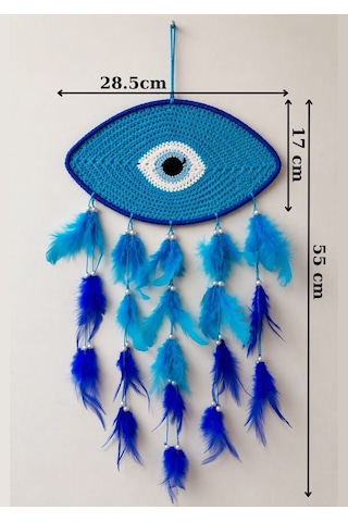 Motifli Düş Kapanı Rüya Kapanı Dream Catcher Mavi Tüylü Bohem Duvar Süsü Bohem El Yapımı Düş Kapanı Handmade