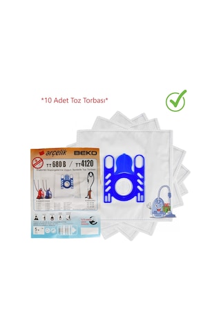 Arçelik Beko Tt680B Süpürge Toz Torbası 10 Adet Uyumlu