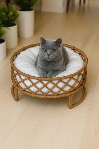 Ayrex Ortopedik, Yumuşak. Konforlu Ve El İşçiliği Kedi Yatağı Tüm Irklar İçin Uygun Kahverengi