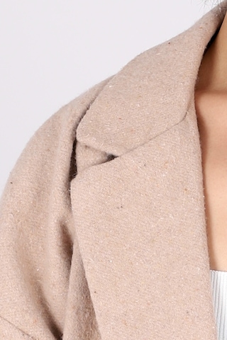 Armonika Kadın Bej Erkek Yaka Yanları Yırtmaçlı Oversize Ceket Arm-26k001009