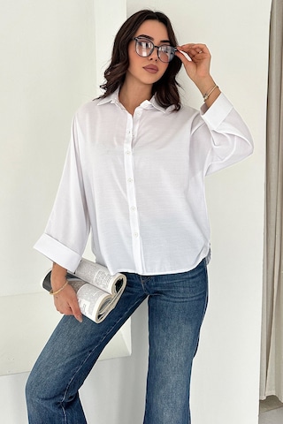 Oversize Düğmeli Gömlek Classic Beyaz