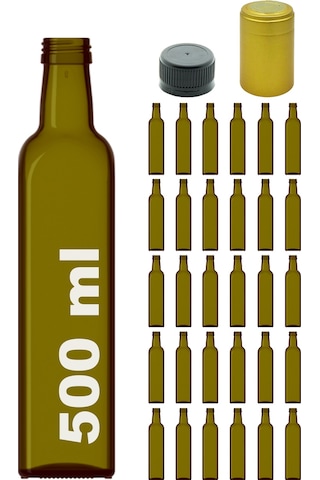 Afracam Maraska Yeşil 500 ML Cam Şişe Kapak Kapüşon 30 Adet