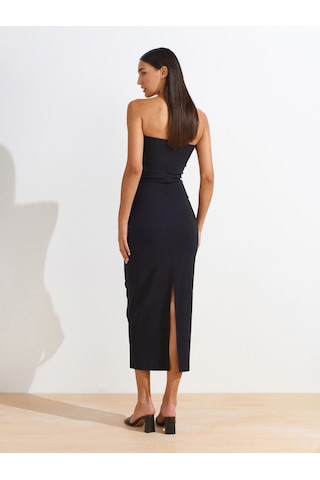 Dilvin 91368 Straplez Midi Elbise-siyah Siyah