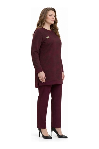 Baglan Kadın Gölge Desen Tunik Pantolon Takım Bgl-st05430 Bordo