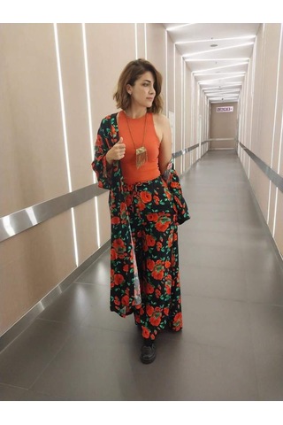 Crveniruz Pantolon Ve Kimono İkili Takım Kırmızı