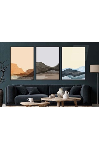 Alüminyum Çerçeveli Gerçek Cama Baskı Sanat Temalı 3'lü Set Cam Tablo 0023