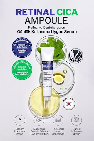 Derma Factory Retinal ve Centella İçeren Günlük Kullanıma Uygun Serum Derma Factory Retinal Cica Ampoule 30 ML