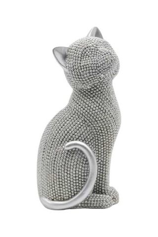 Pazly Yaratıcı Suntek Masaüstü Koleksiyon Kedi Heykeli Gümüş Vv