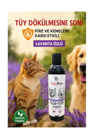 Lion Paw Kedi Köpek Tüy Dökümü Önleyici Bit Pire Parazit Kene Şampuanı 250 ML