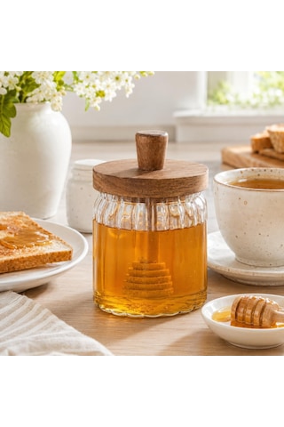 450 Ml Akasya Kapaklı Kaşıklı Cam Bal Kavanozu Saklama Kabı Pinterest Tasarım Erzak Bakliyat Kabı 7009