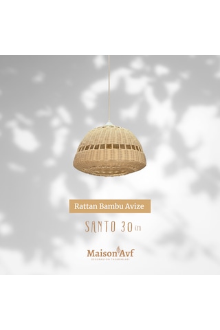 Santo Rattan Bambu Sarkıt Avize 30 Cm Bambu