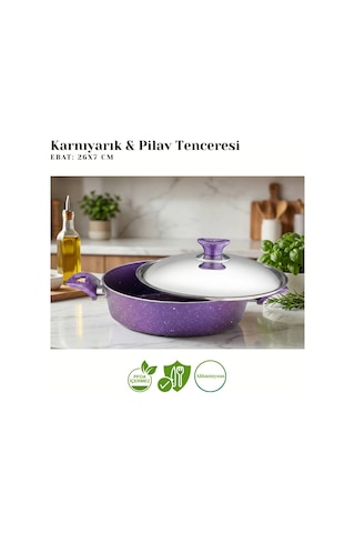 26 Cm Granit Karnıyarık & Pilav Tenceresi Çelik Kapak - Violet Violet