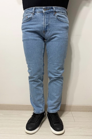 Hacker Denim Dmctekstil Erkek 1020 - Yüksek Bel Rahat Kesim Boru Paça Jean Pantolon Açık Mavi