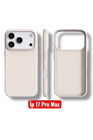 Apple Uyumlu iPhone 17 Pro Max Kılıf Kamera Çıkıntılı Yumuşak Silikon İçi Kadife Lansman Kapak . Taş Rengi