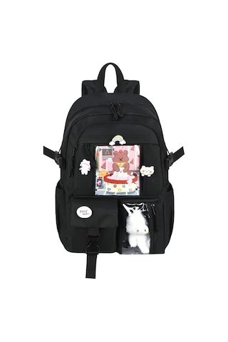 Waddell Kore Kawaii Tarzı Okul Sırt Çantası Termal Beslenme Çantası Ve Kalemlik Siyah 26700